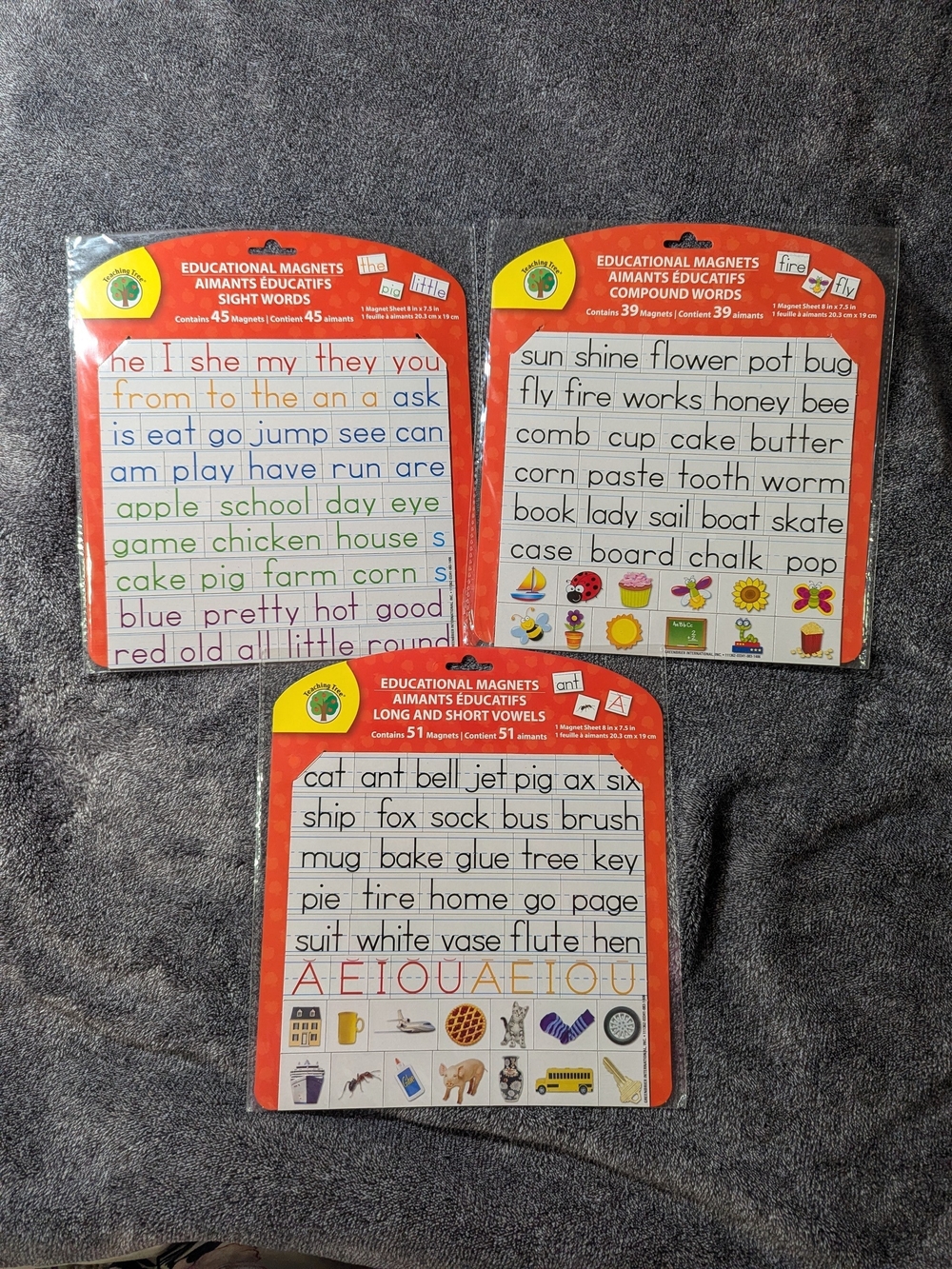 135 Kid's Educational Magnets Sight Words & Vowels Set Learning Reading